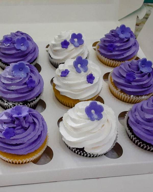 Purple Flower Fondant Cupcakes